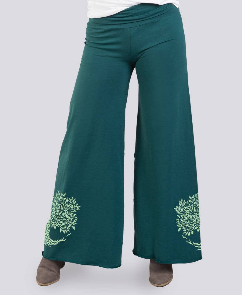 Root Down Flowy Pants - Teal Flow Pants: 2X
