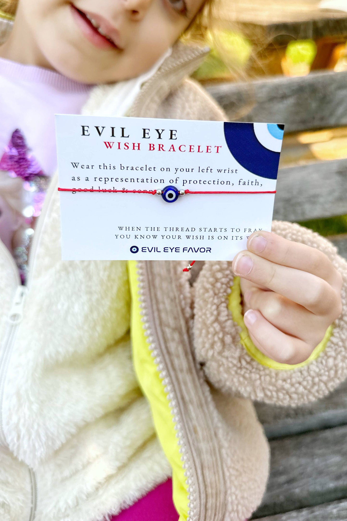 Evil Eye Wish Bracelet with Red Cord
