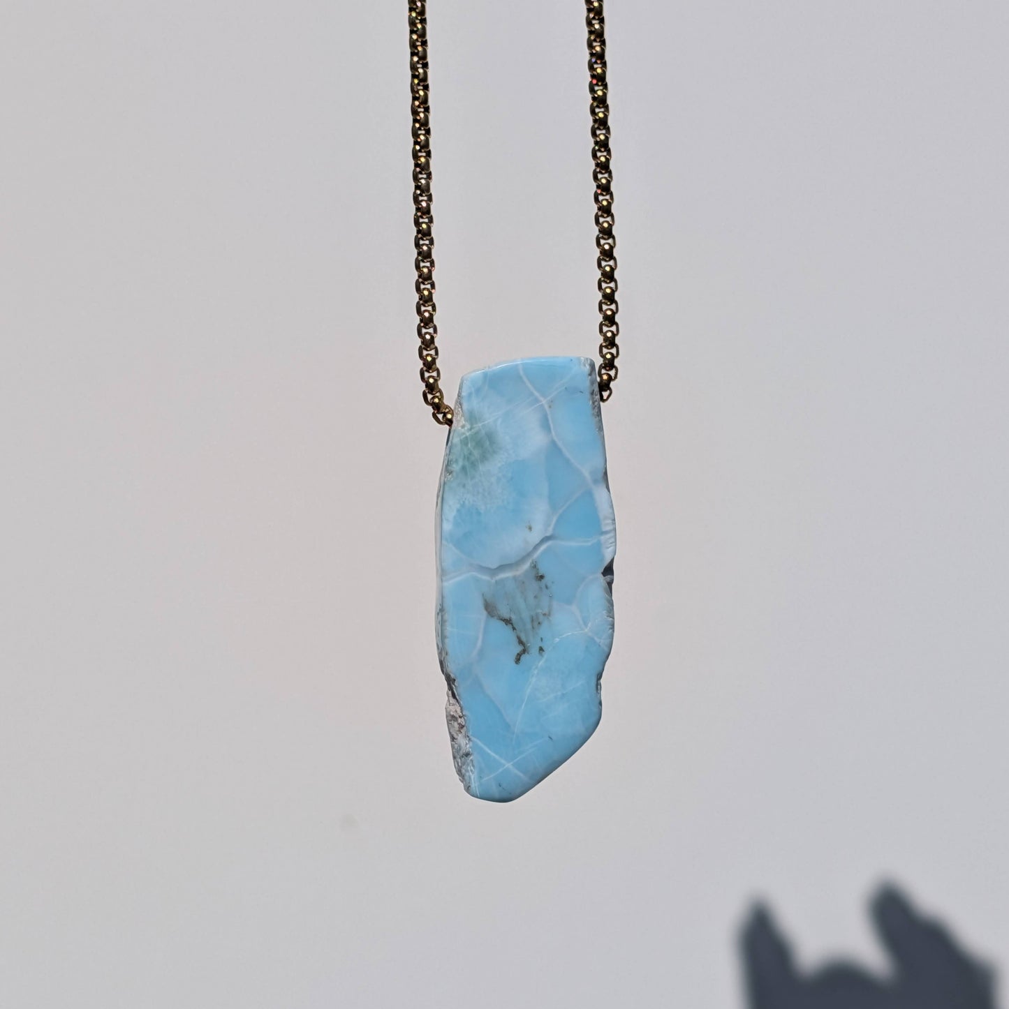 Larimar Specimen Necklaces - 24k Gold Plated Steel