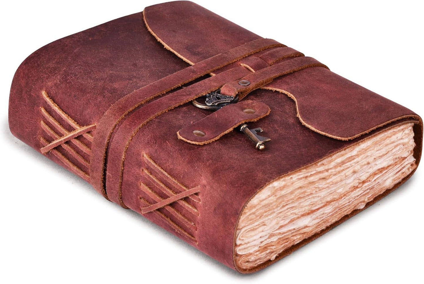 Tuzech Handmade Vintage Genuine  Leather Belt and Key Diary