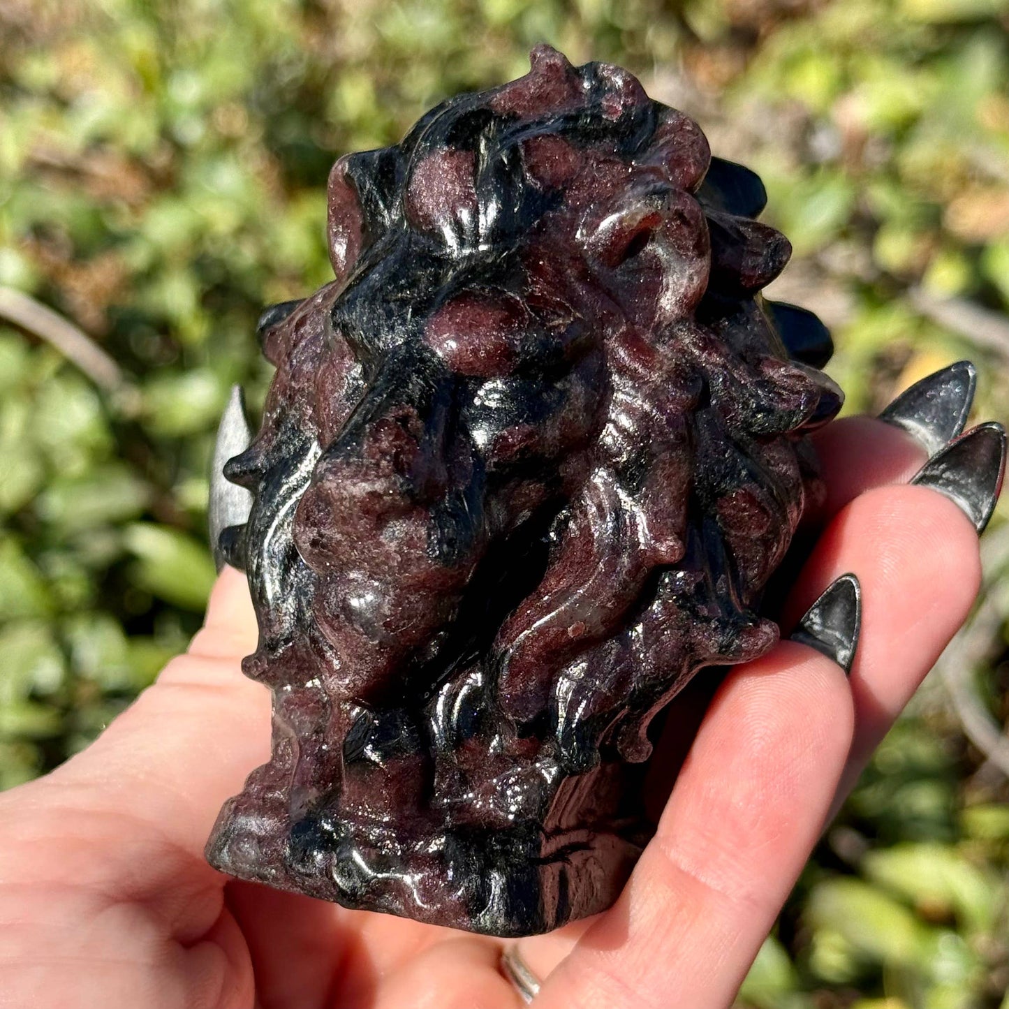 Garnet Arfvedsonite Lion Head