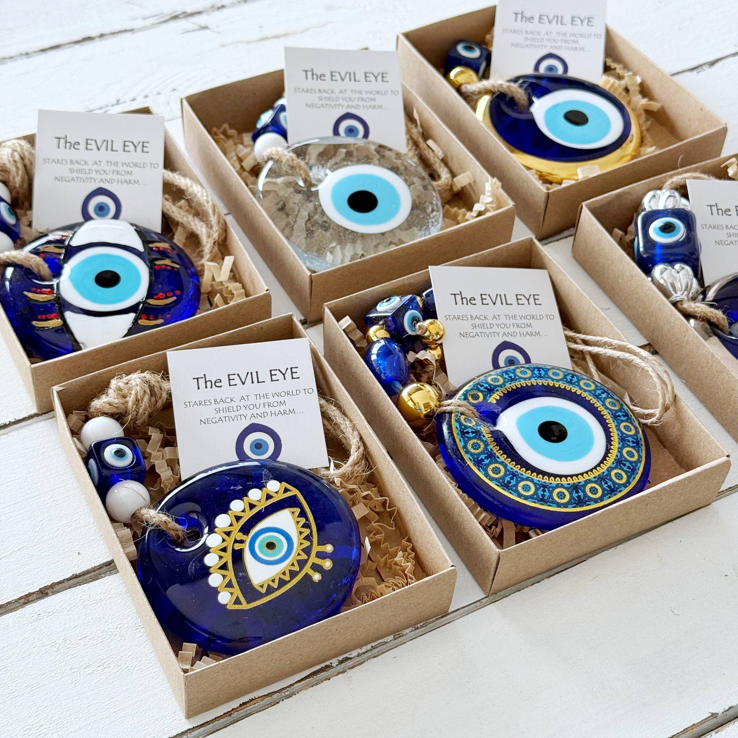 Evil Eye Gift Box – Greek Evil Eye Decor, White / Style 3