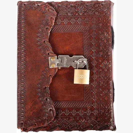 TUZECH Handmade Leather Vintage Journal Lock And Key Diary
