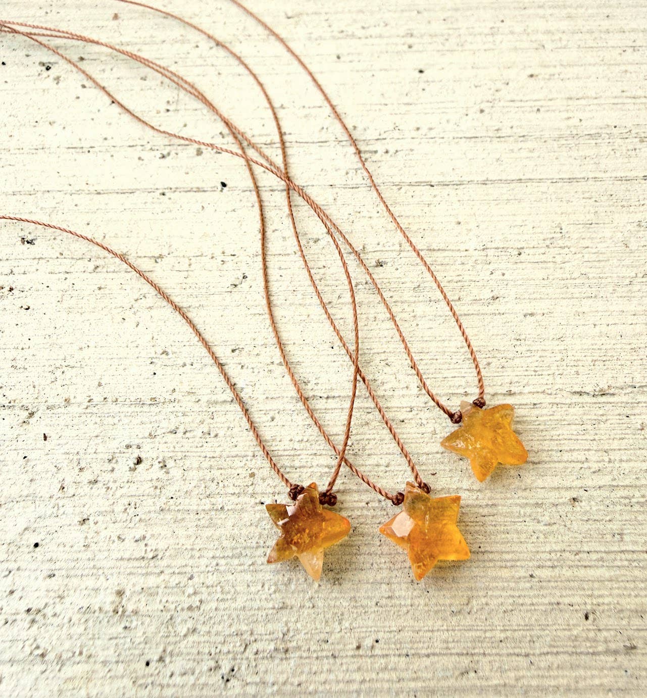Citrine Faceted Star Cord Necklace