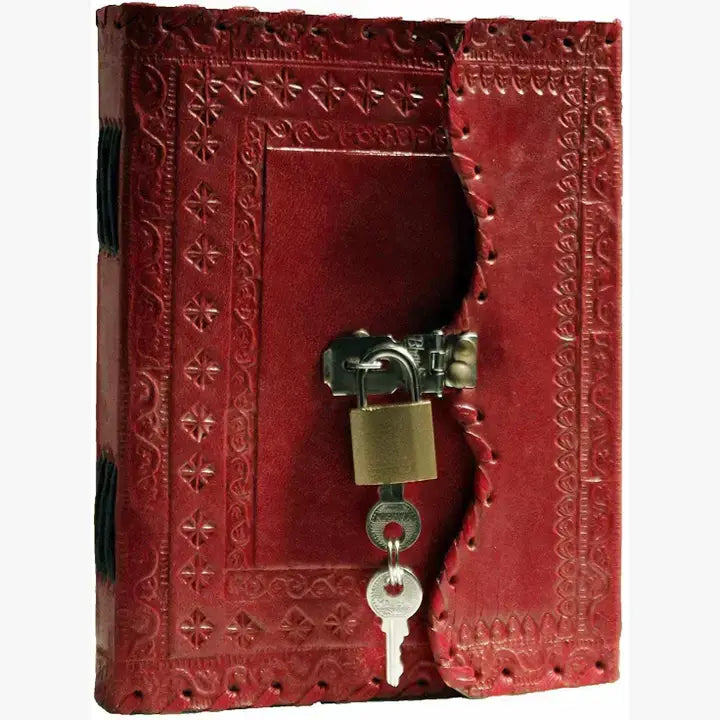 TUZECH Handmade Leather Vintage Journal Lock And Key Diary