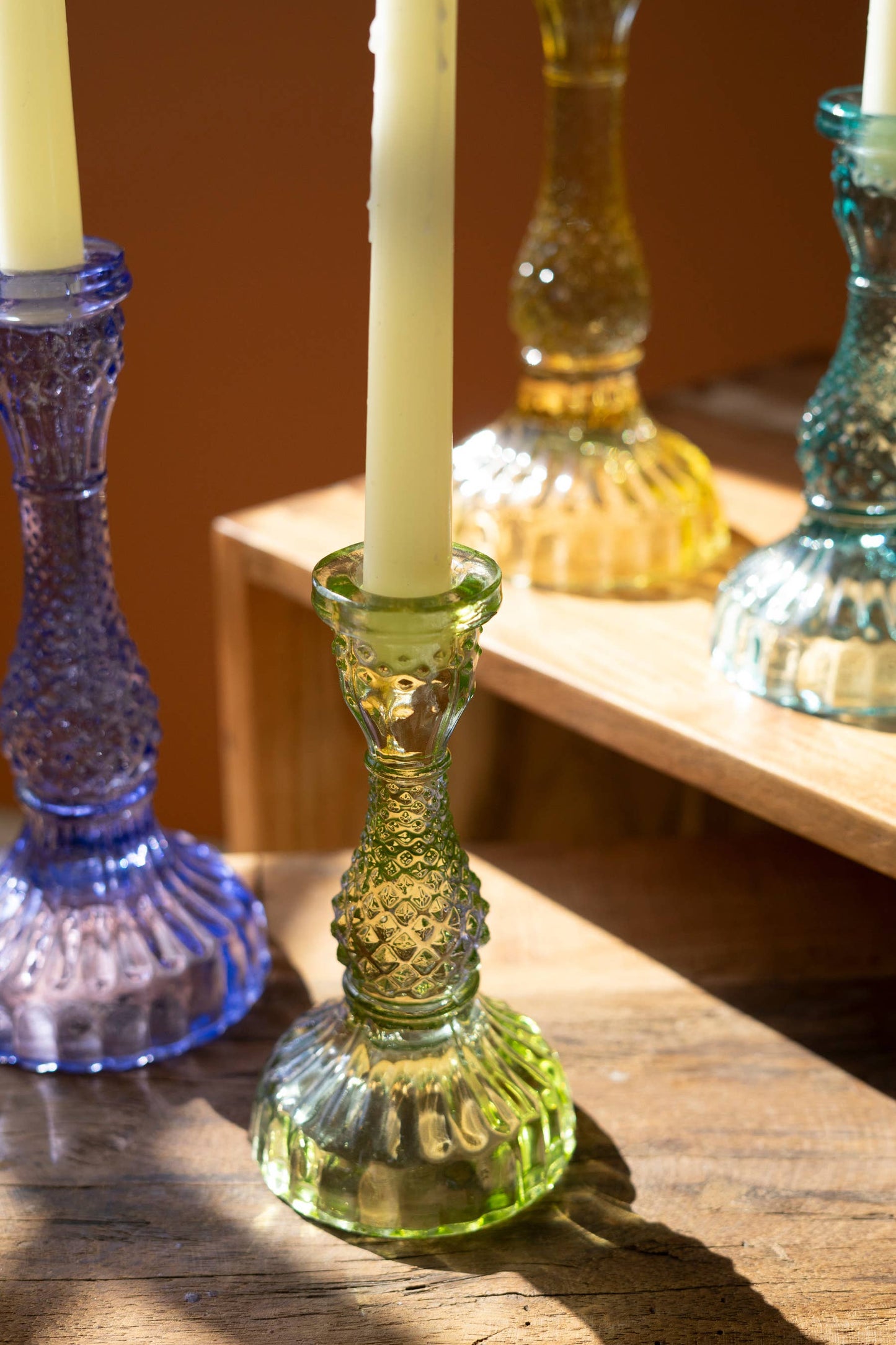 GLASS TAPER CANDLE HOLDERS