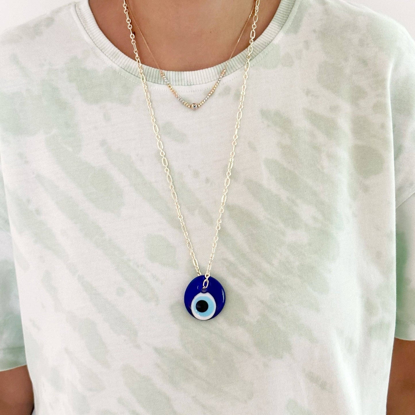 Blue Glass Evil Eye Necklace