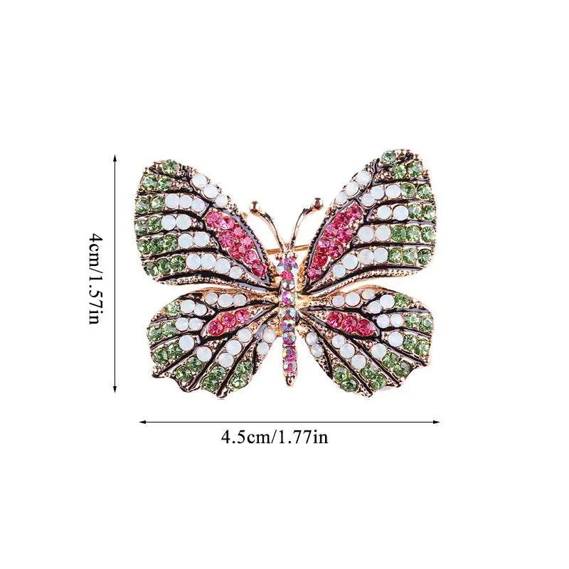 Colorful Rhinestone Butterfly Brooch – 1.8"x1.4"