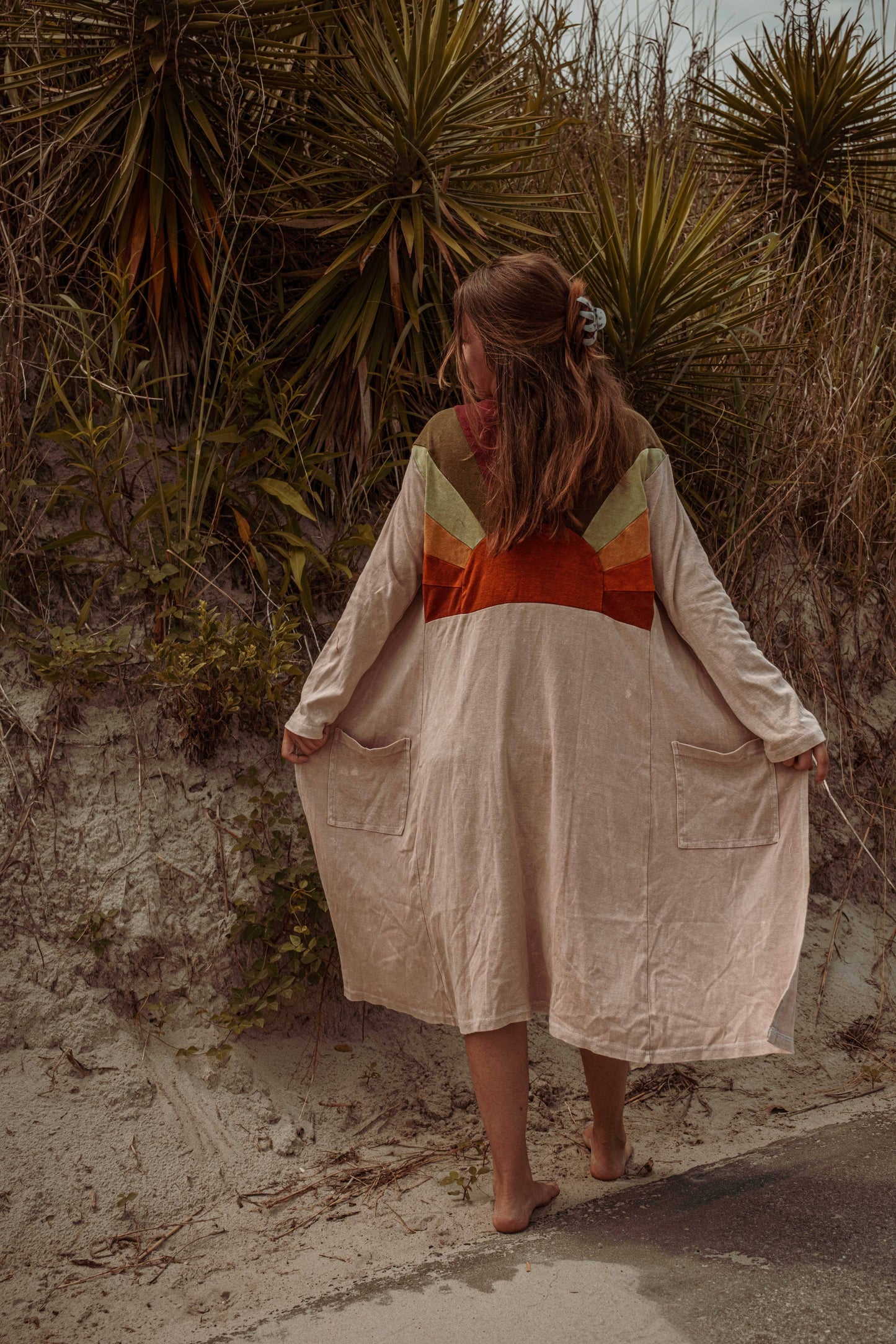 Sun Ray Cardigan, Cotton Earthy Hippie Boho Style Duster: Earthy / 2XL