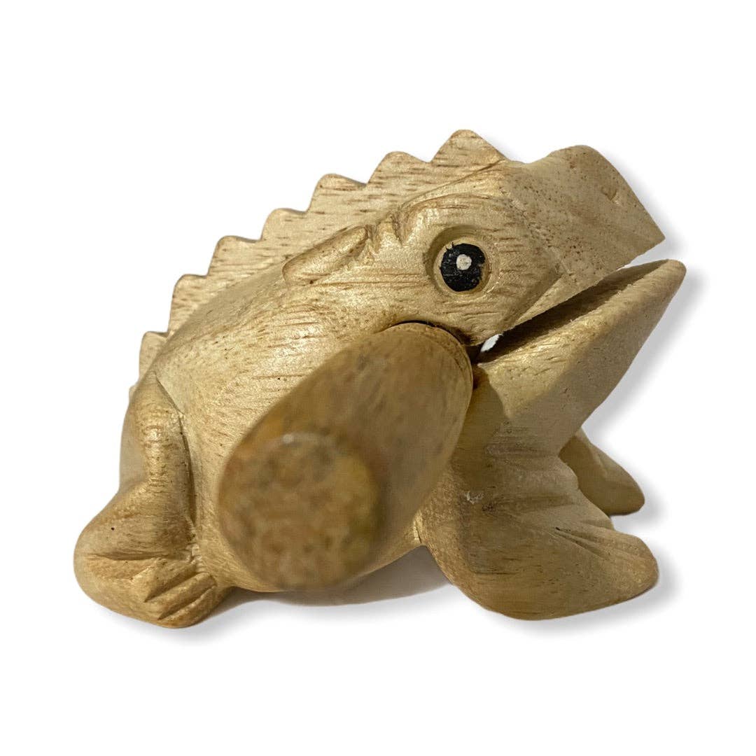 Natural Wooden Frog 2"