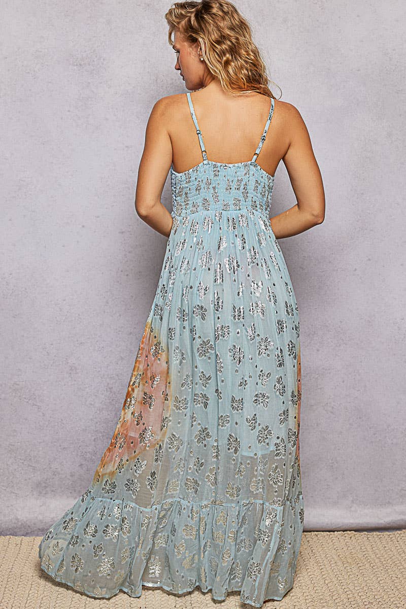 V-Neck Crochet Top Mirror Embroidery Tassel Viscose Dress