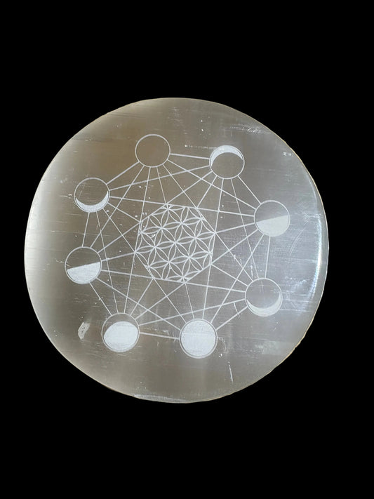 Selenite Metatrons Cube Round Charging Pad