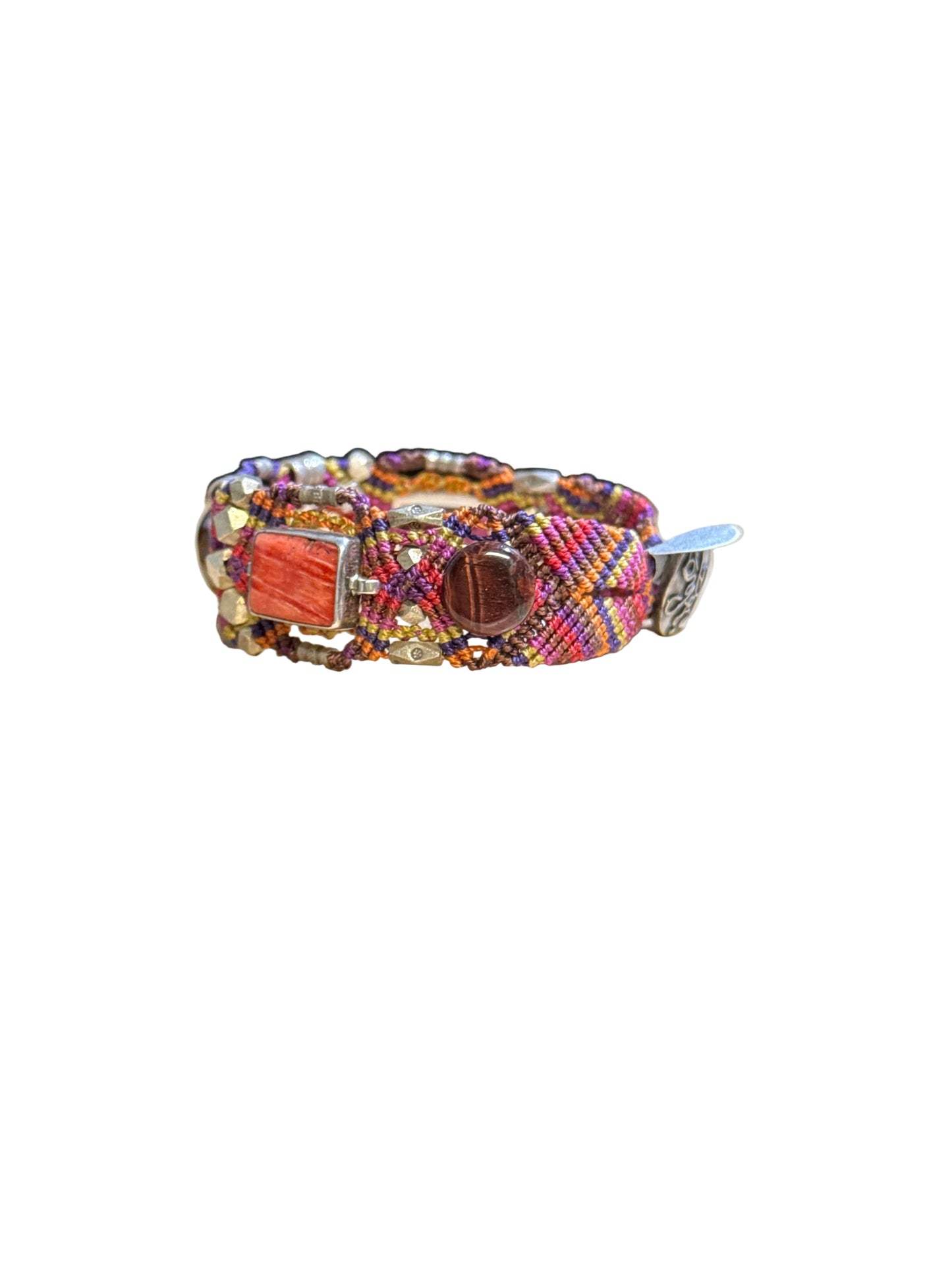 Knotworks Bracelet Tigers Eye and Strawberry Obsidian