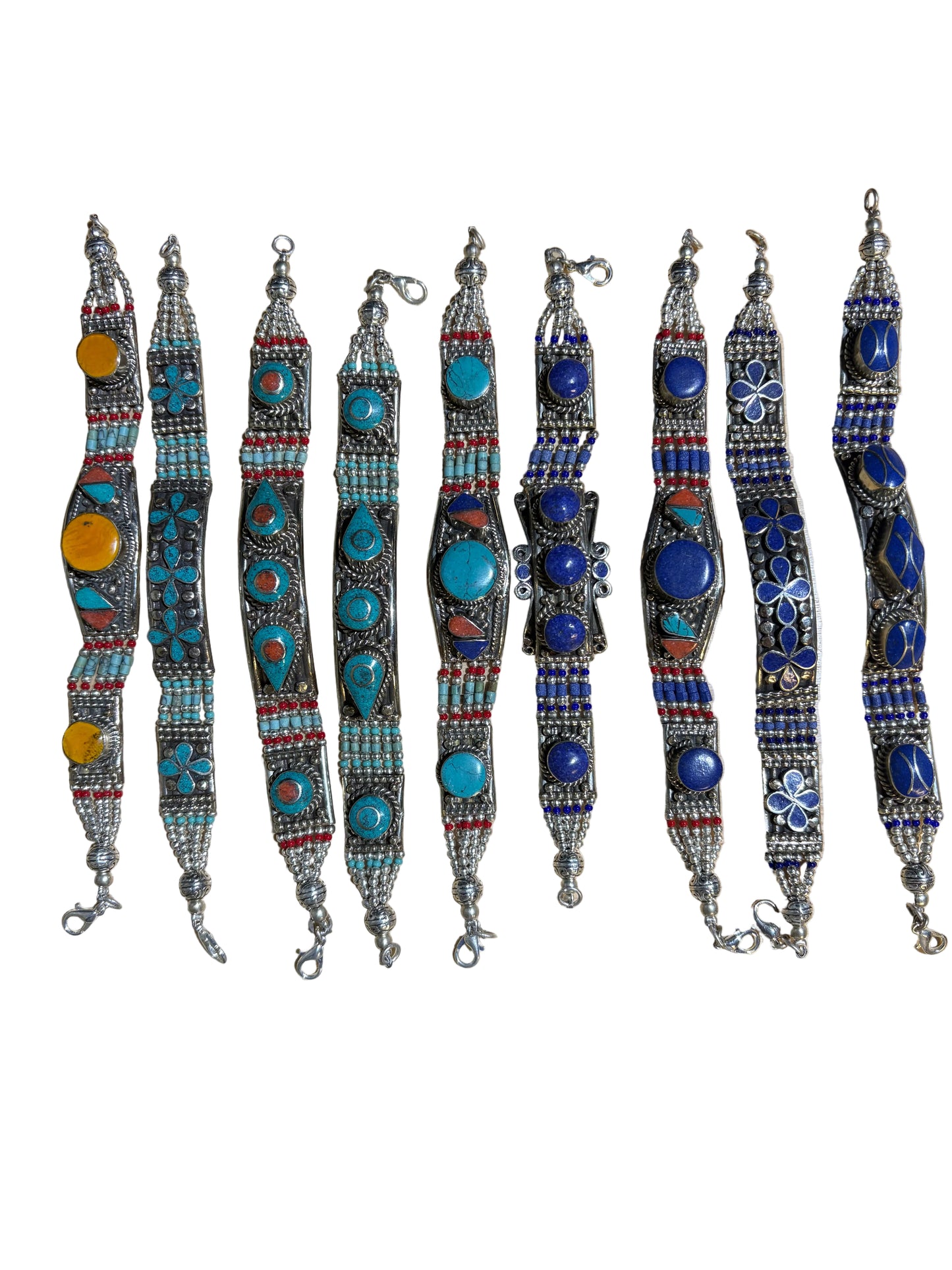 Turquoise or Lapis Peruvian Alpaca Silver Bracelet