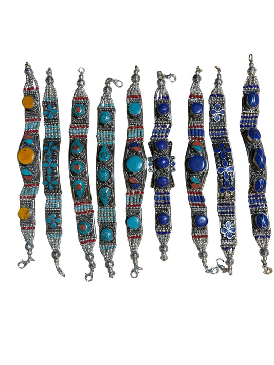 Turquoise or Lapis Peruvian Alpaca Silver Bracelet
