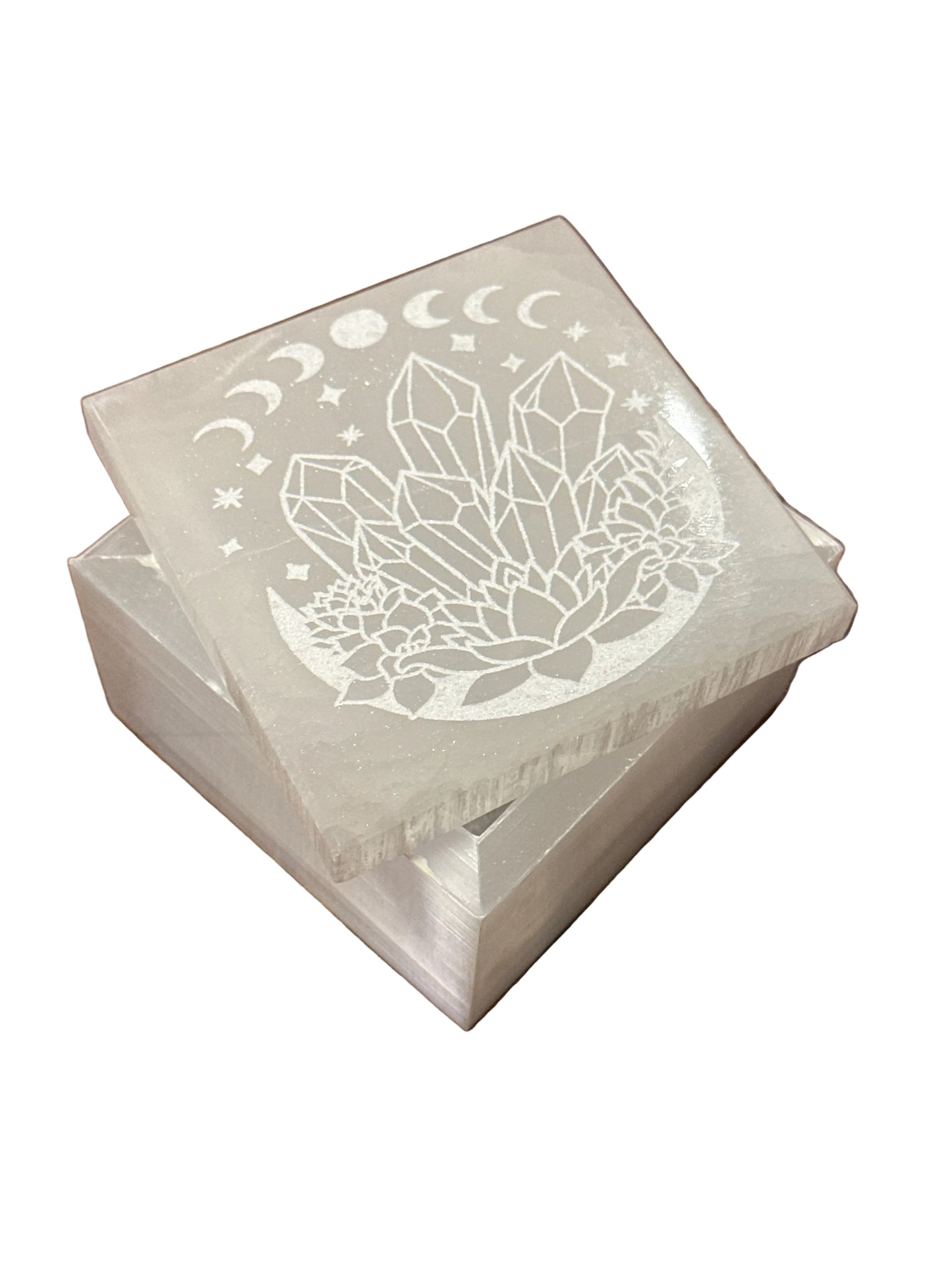 Selenite Box with Engraved Lid