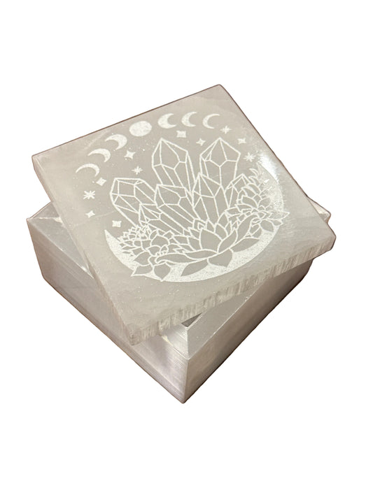 Selenite Box with Engraved Lid