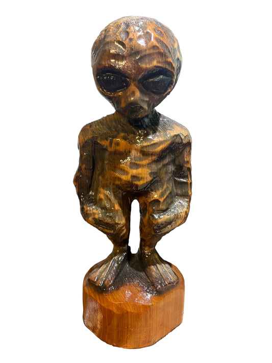 Wood Carved Alien