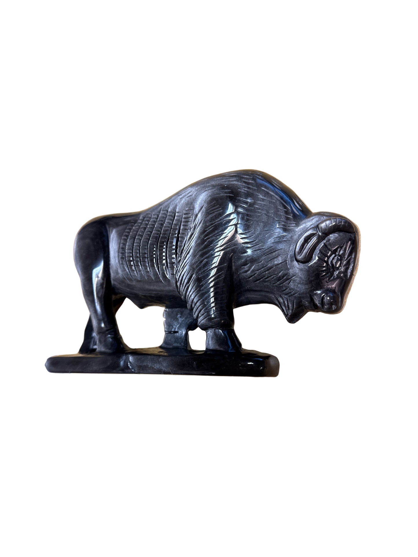 Bison-Stone Statue - Rainbow Obsidian 5X7