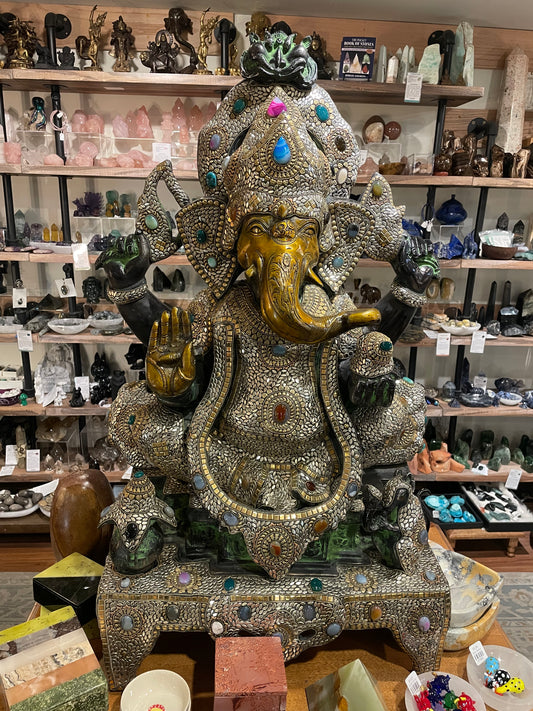 Ganesh Statue with Inlaid Stones