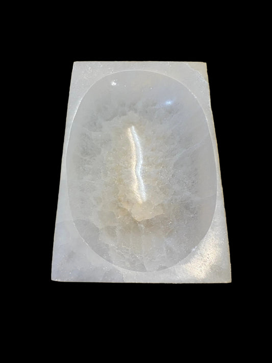 Selenite Rectangle Bowl Dish Small 3" x 4.25"