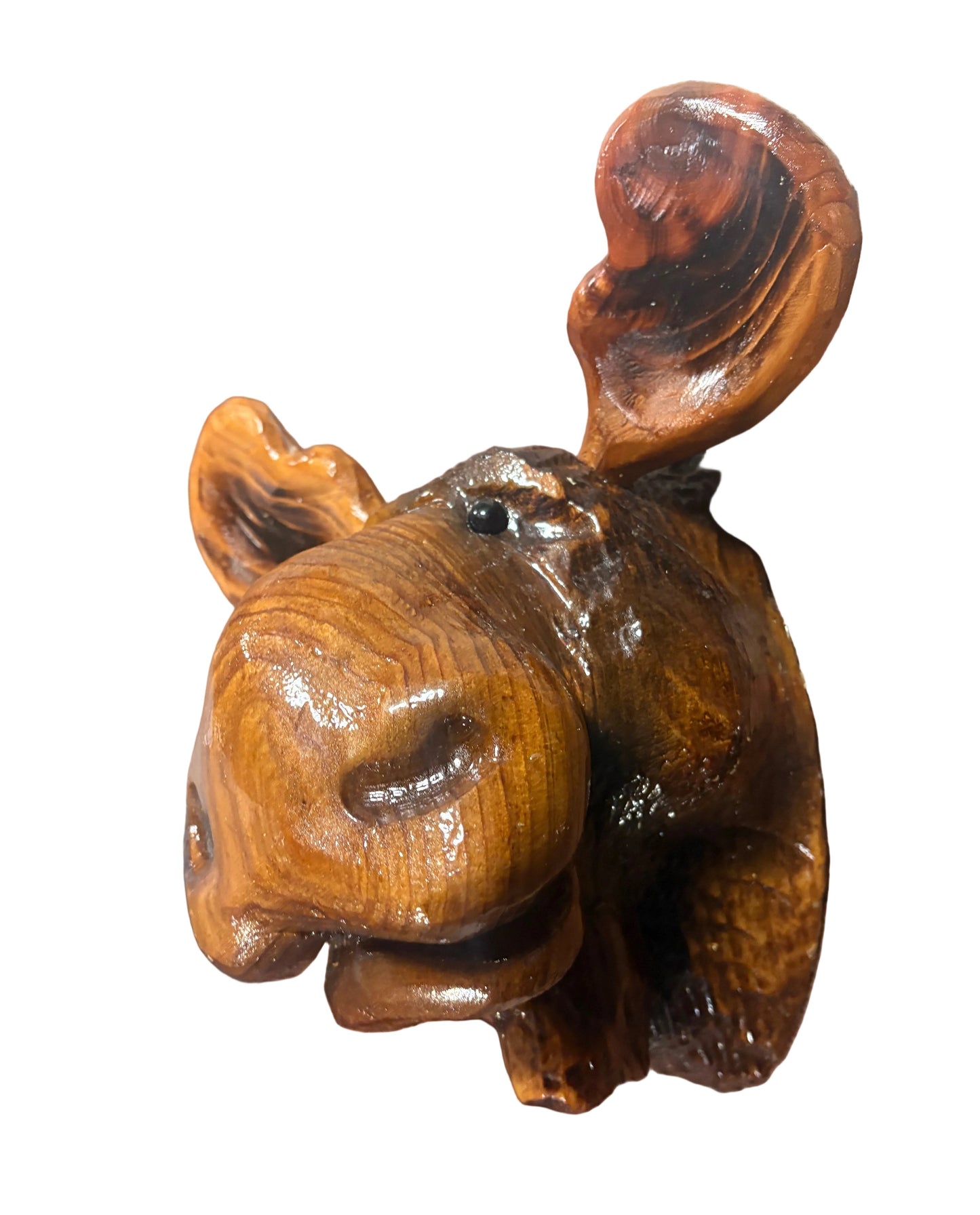 Wood Carved Moose Head
