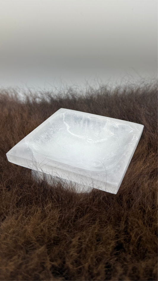 Selenite Square Bowl Dish Small