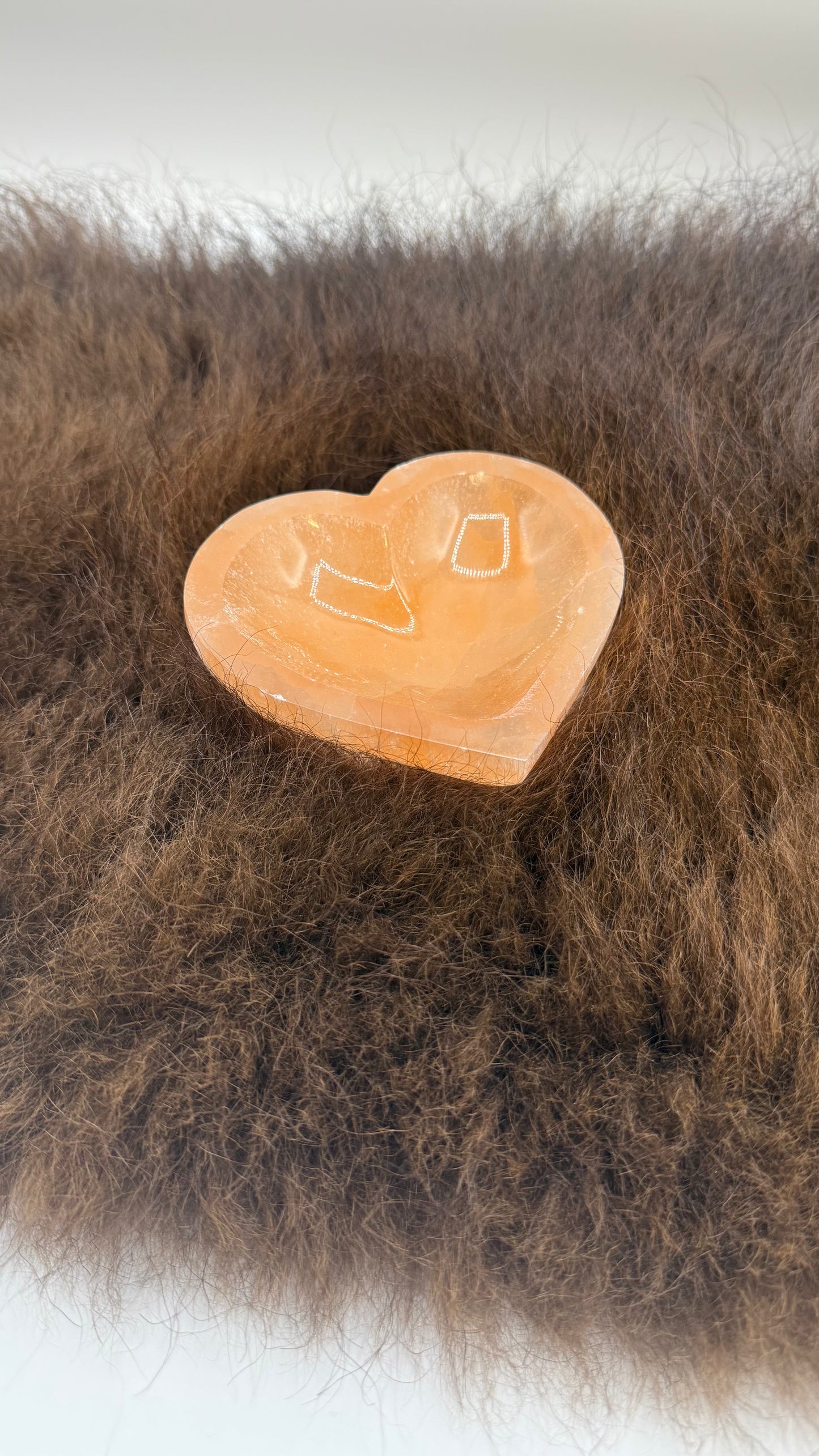 Selenite Heart Bowl Orange 4"