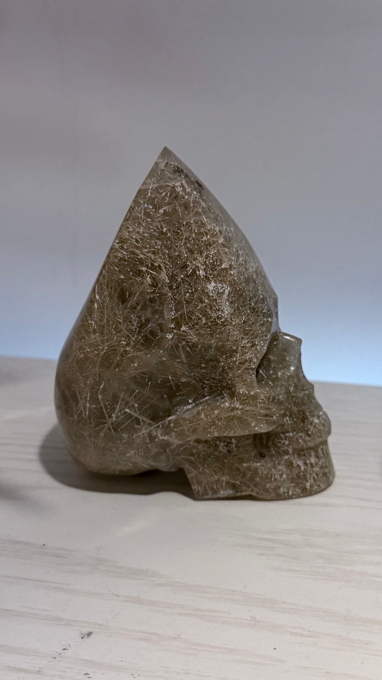 Rutilated Quartz Skull