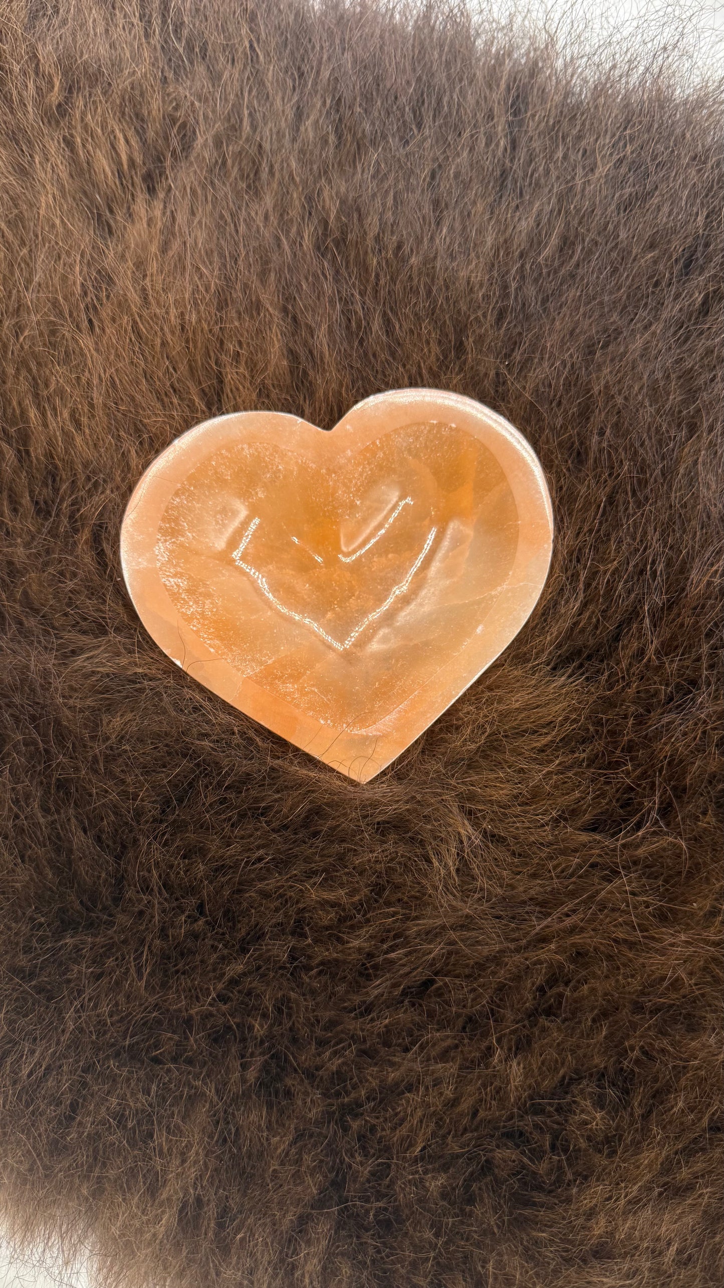 Selenite Heart Bowl Orange 4"