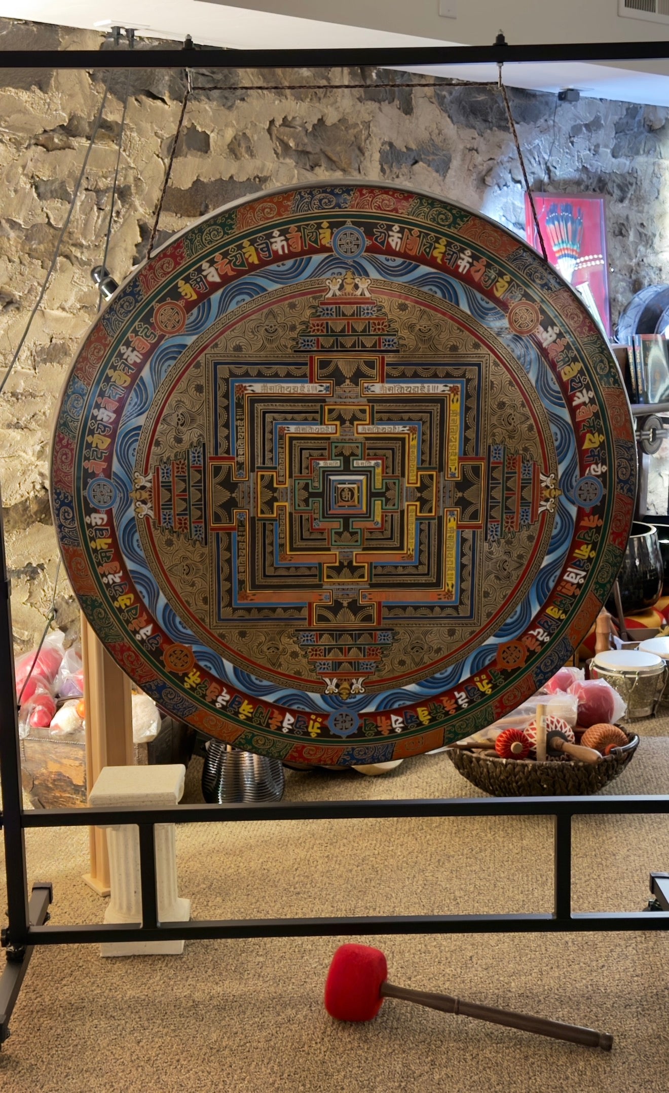 Gong 39" Kalachakra Mandala with Stand and Mallet