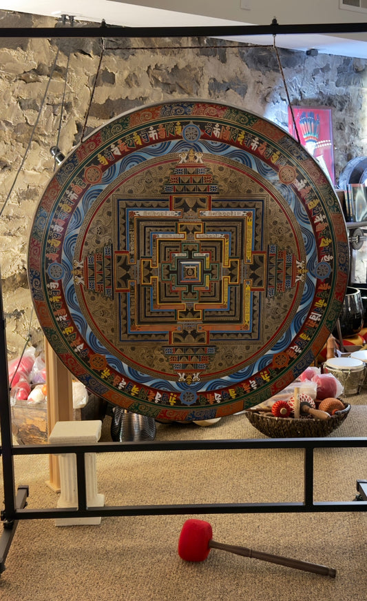 Gong 39" Kalachakra Mandala with Stand and Mallet