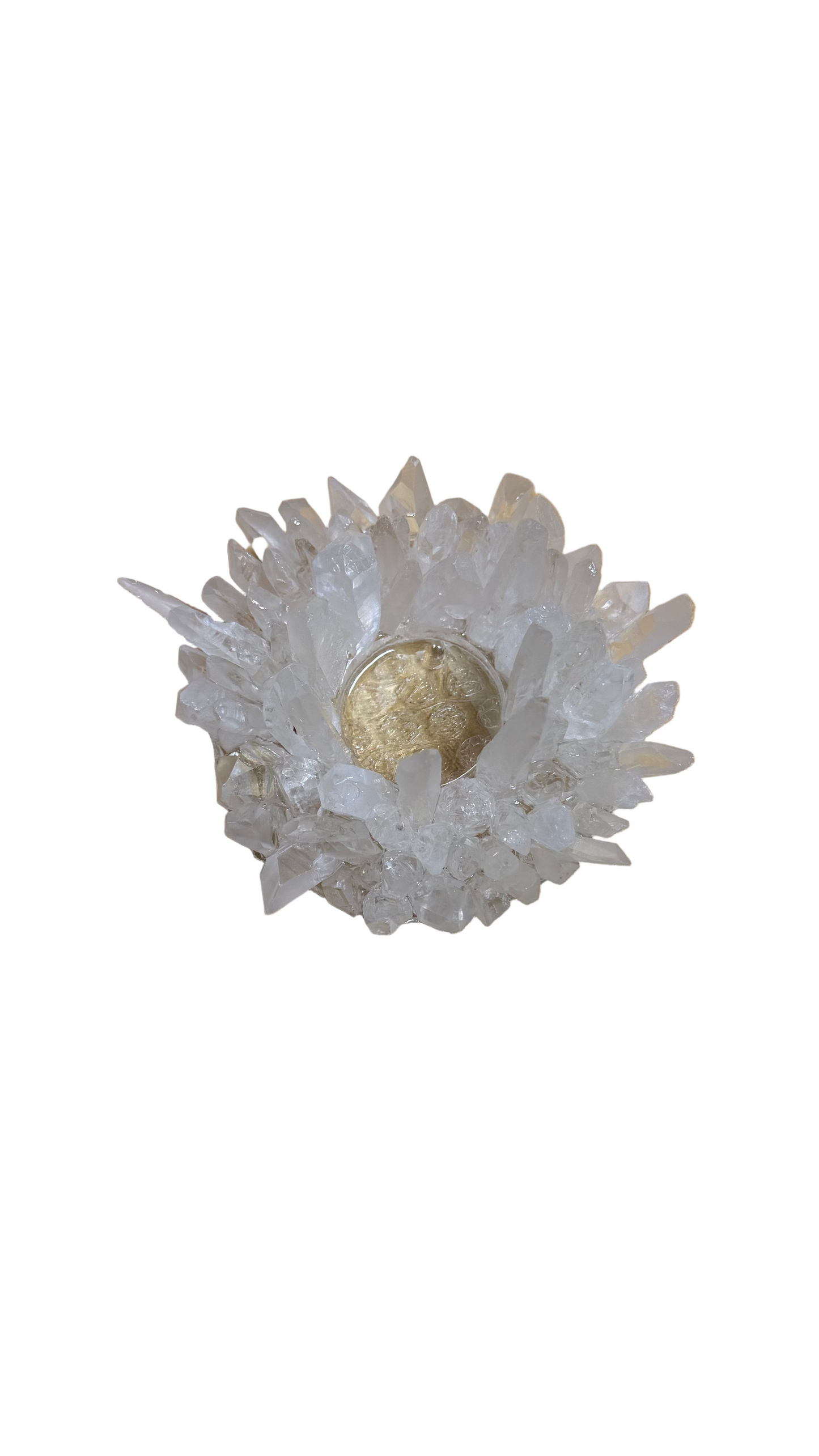 Raw Quartz Point Candle Holder