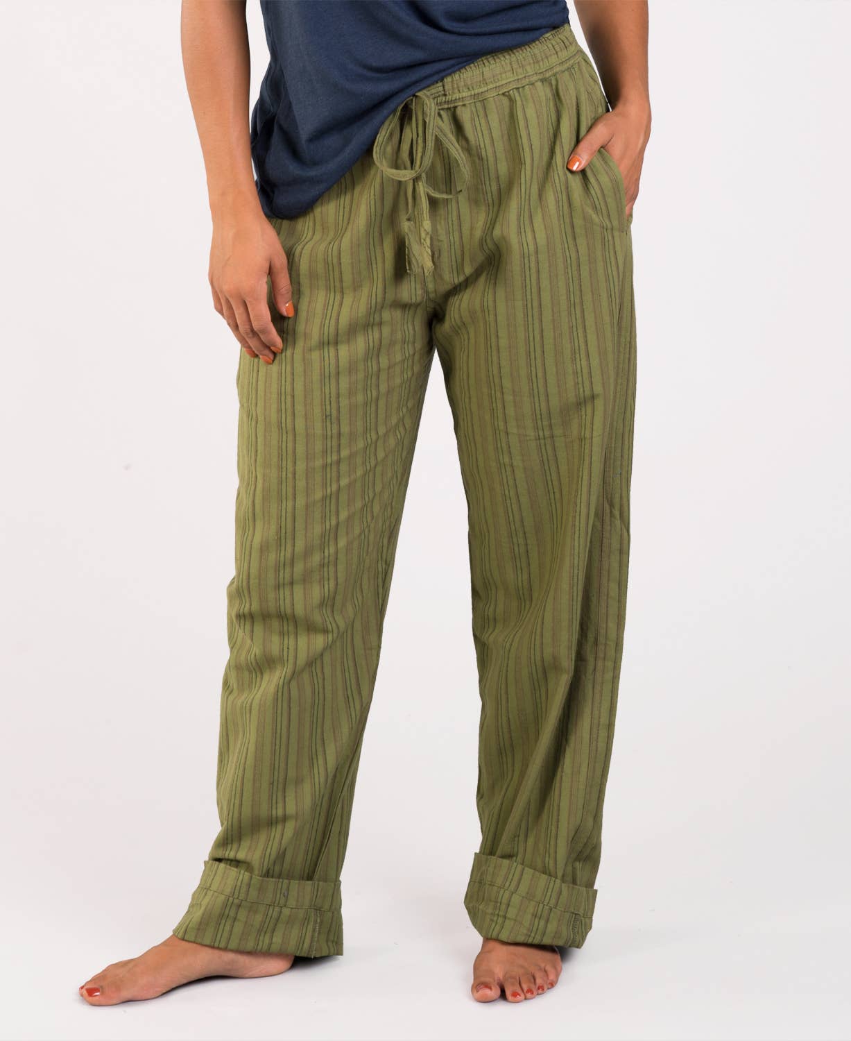 Striped Hippie Pants - Spirit Sage: SM