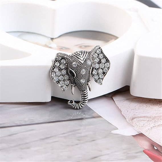 Sparkling Elephant Head Brooch – Crystal Accent Pin