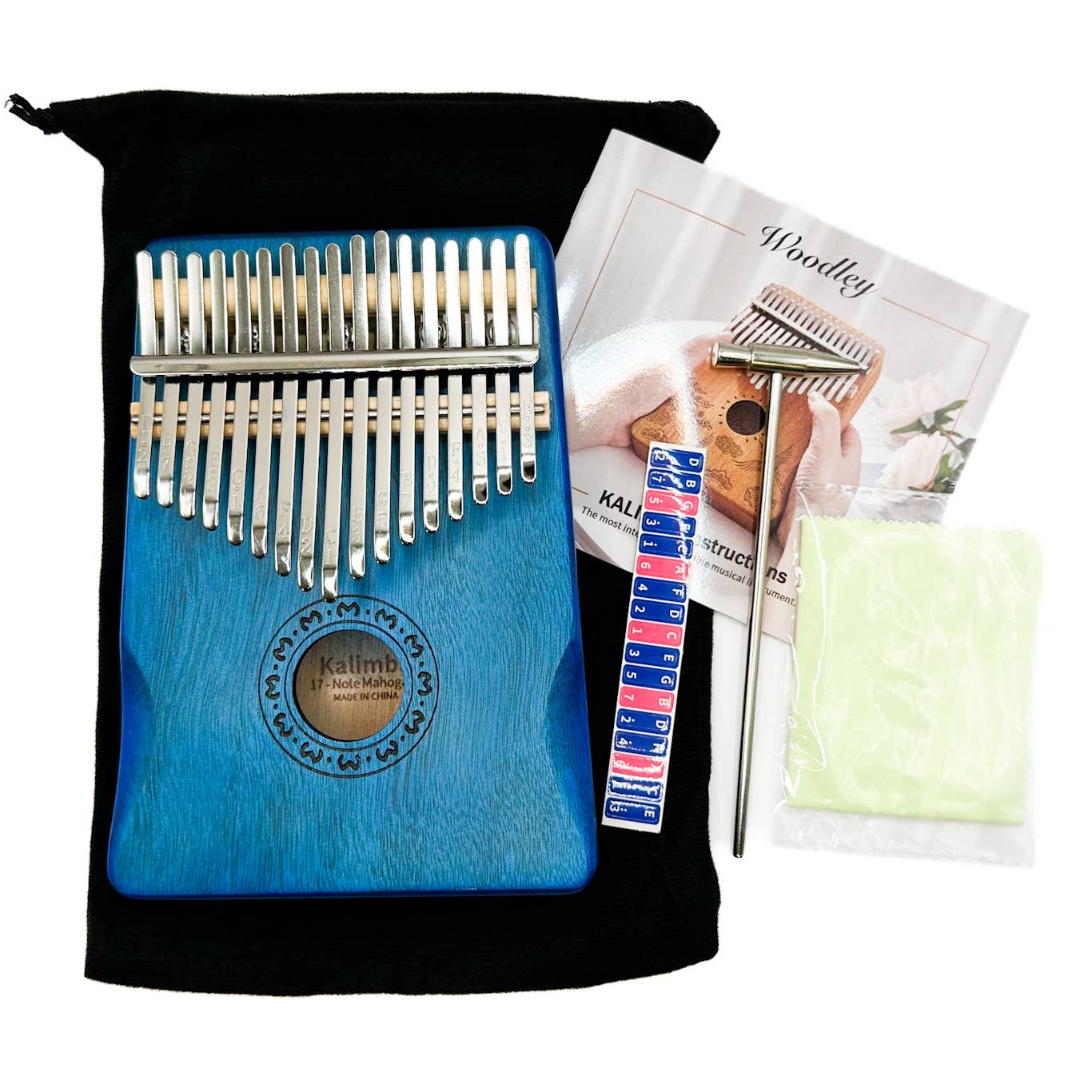 Kalimba Musical Instrument: Dark Brown, Blue or Light Brown