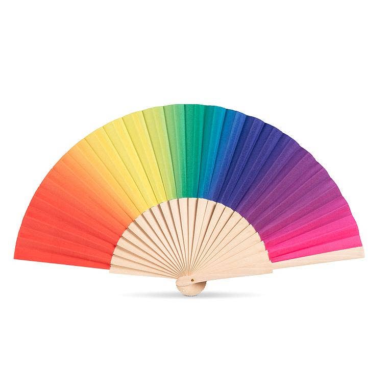 Ombre Rainbow Hand Fan-16"W