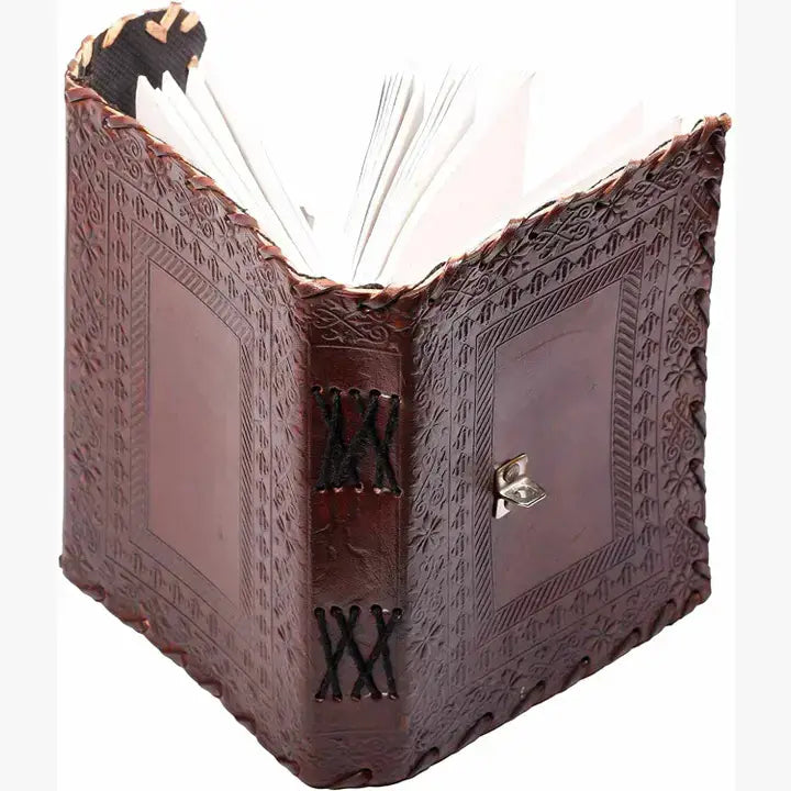TUZECH Handmade Leather Vintage Journal Lock And Key Diary