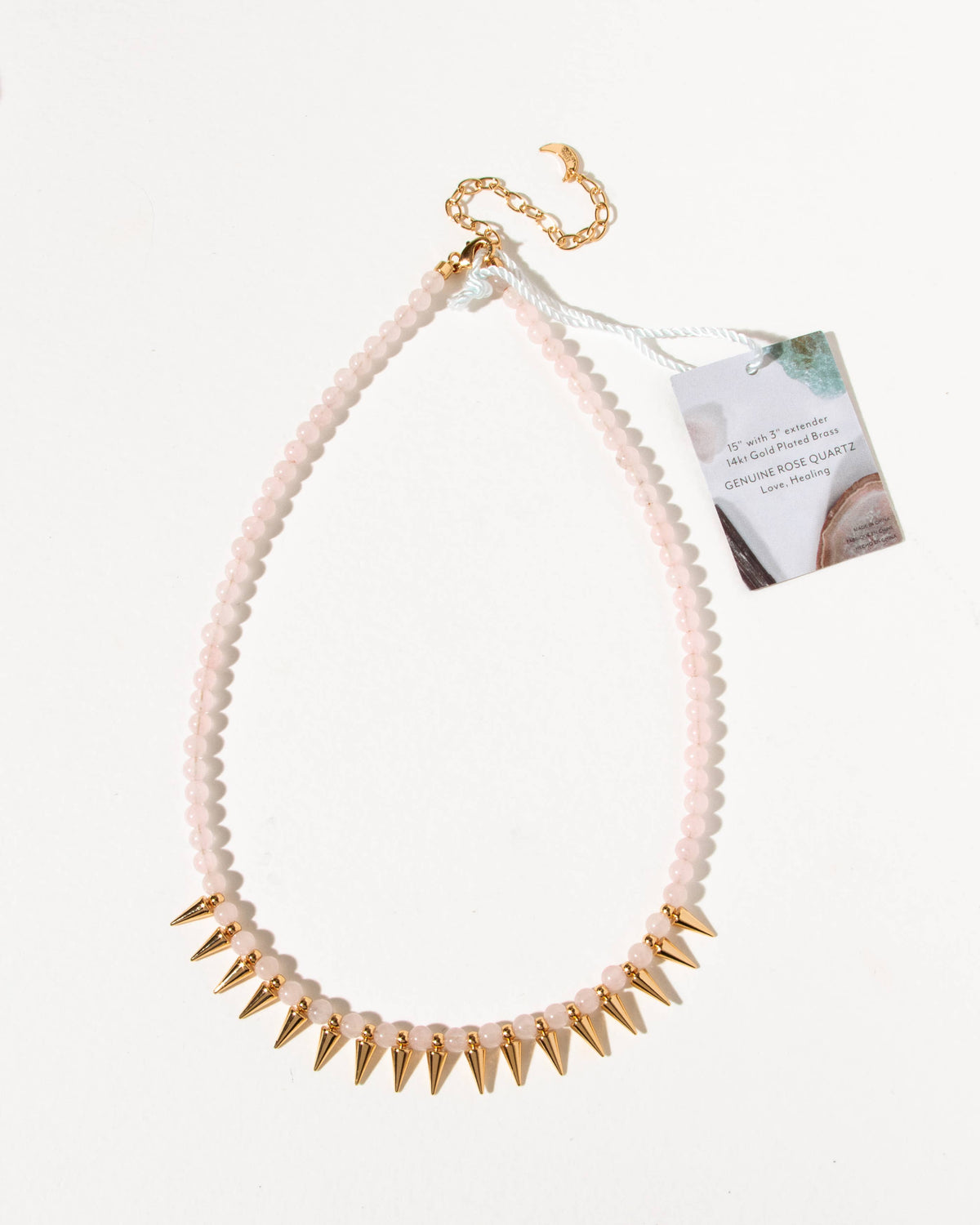 Sugar Spike Rose Quartz Beaded Necklace