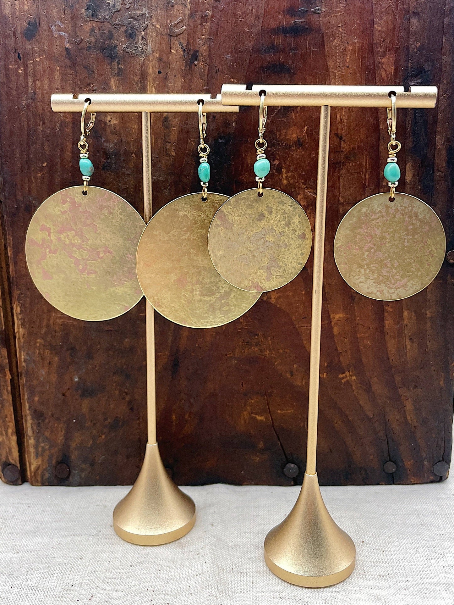 Recycled Patina Round Earrings: Small