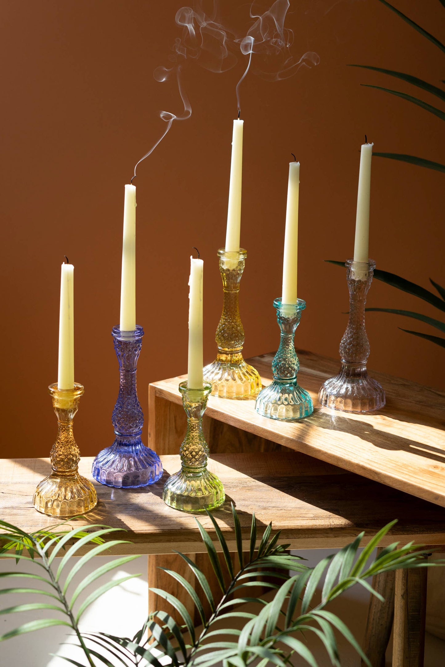 GLASS TAPER CANDLE HOLDERS