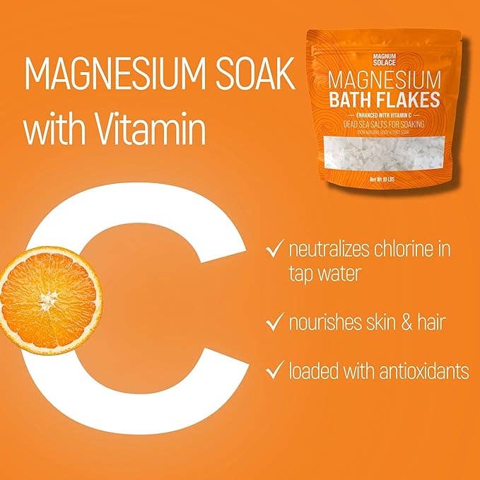 Vitamin C Magnesium Bath Flakes, Bath Soak: 5LB