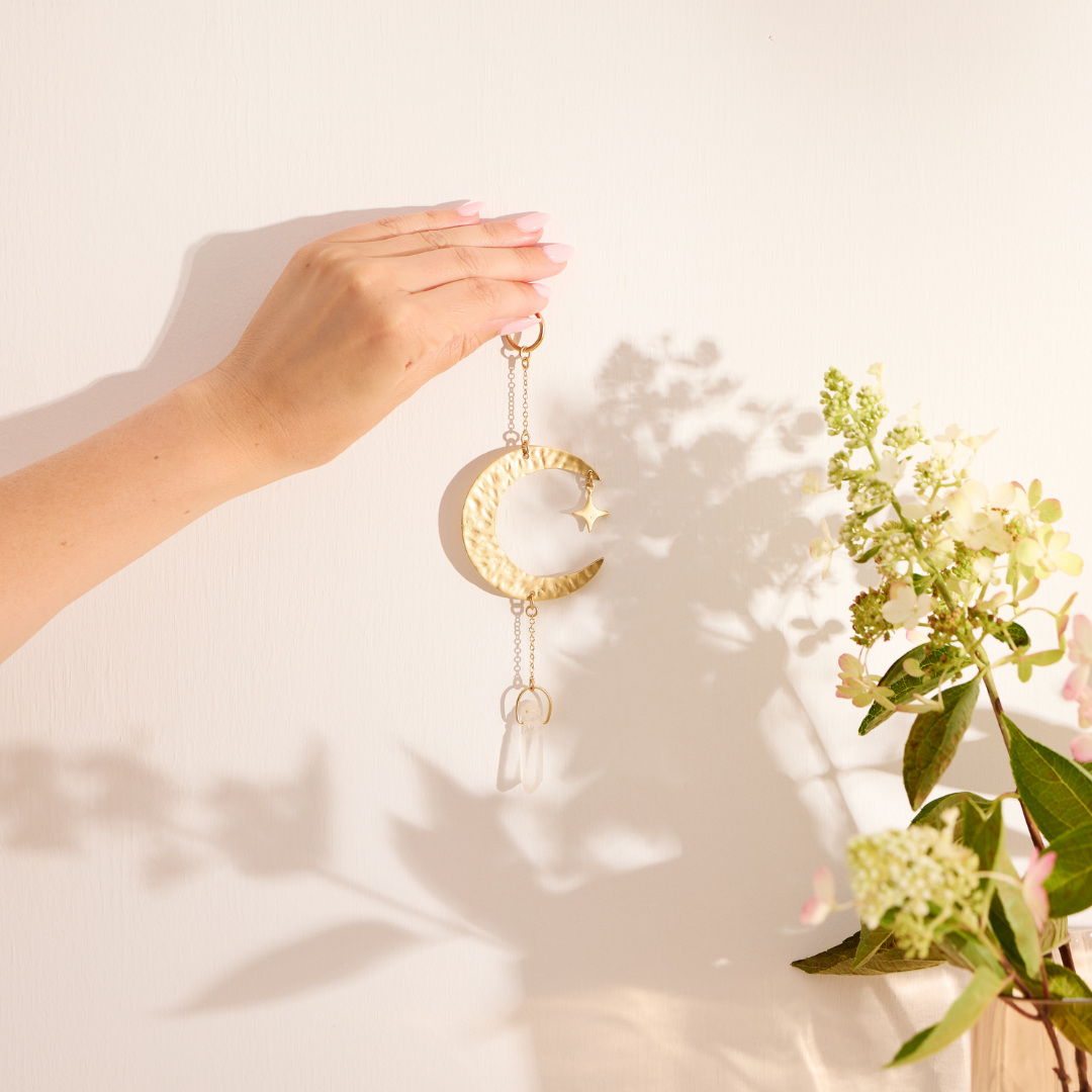 Moonglow Clear Quartz Crystal Wall Charm