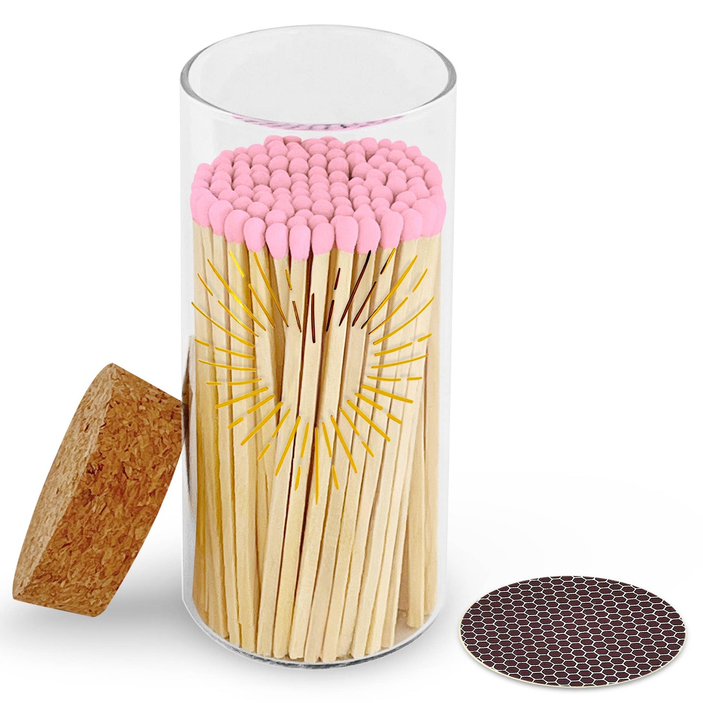 Gold Print with 4" Matches & Lg Cork Top Jar