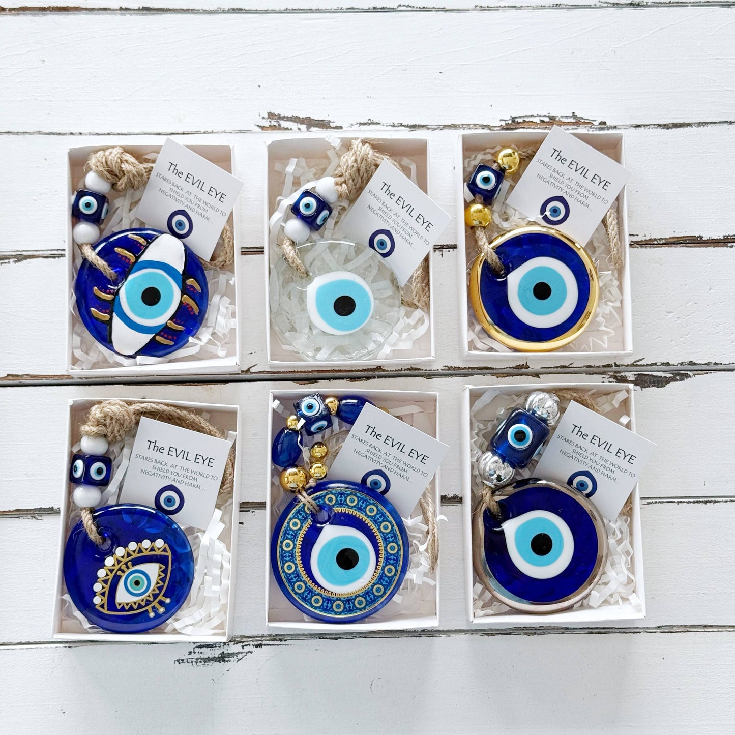 Evil Eye Gift Box – Greek Evil Eye Decor, White / Style 2