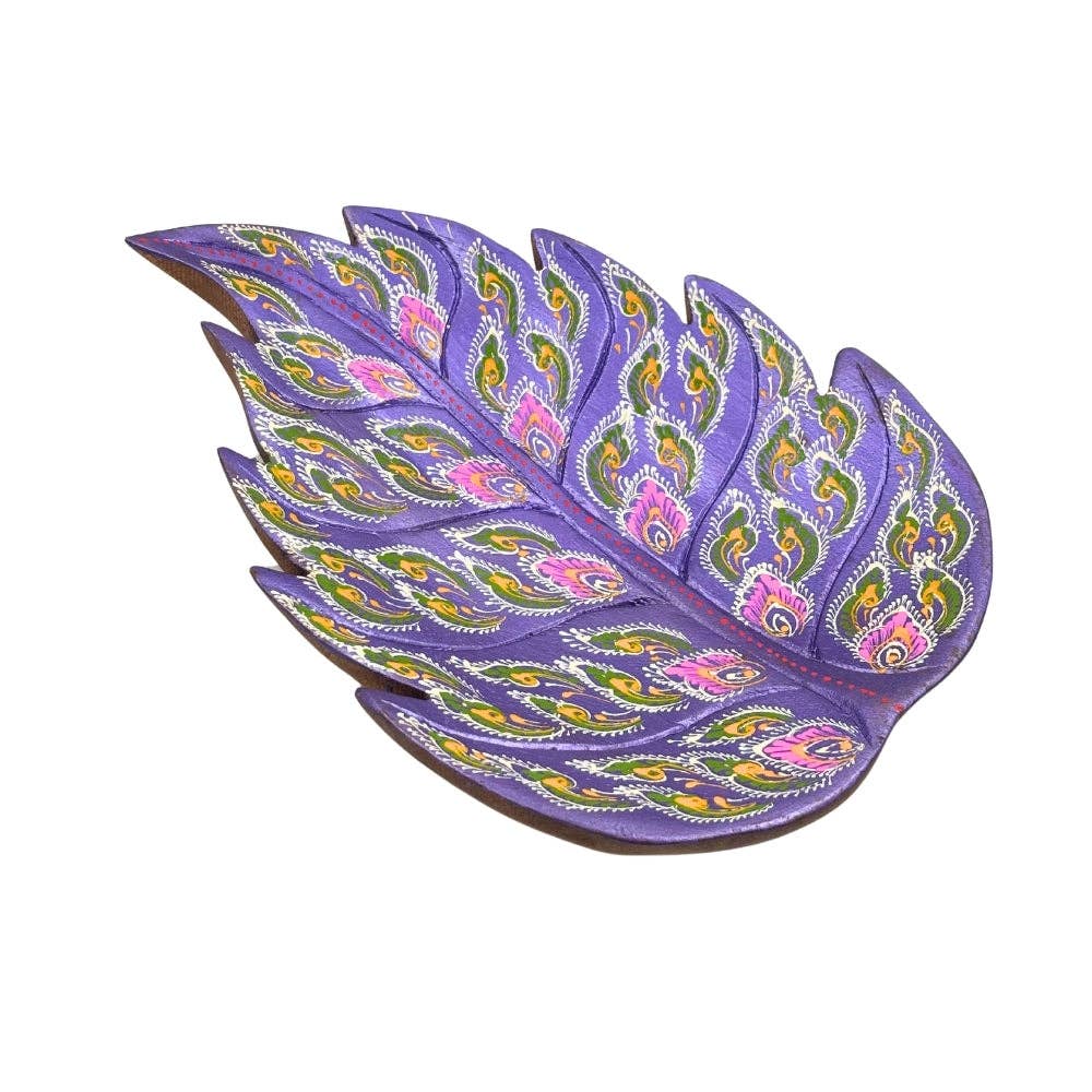 Leaf Hand Painted Wooden Carving