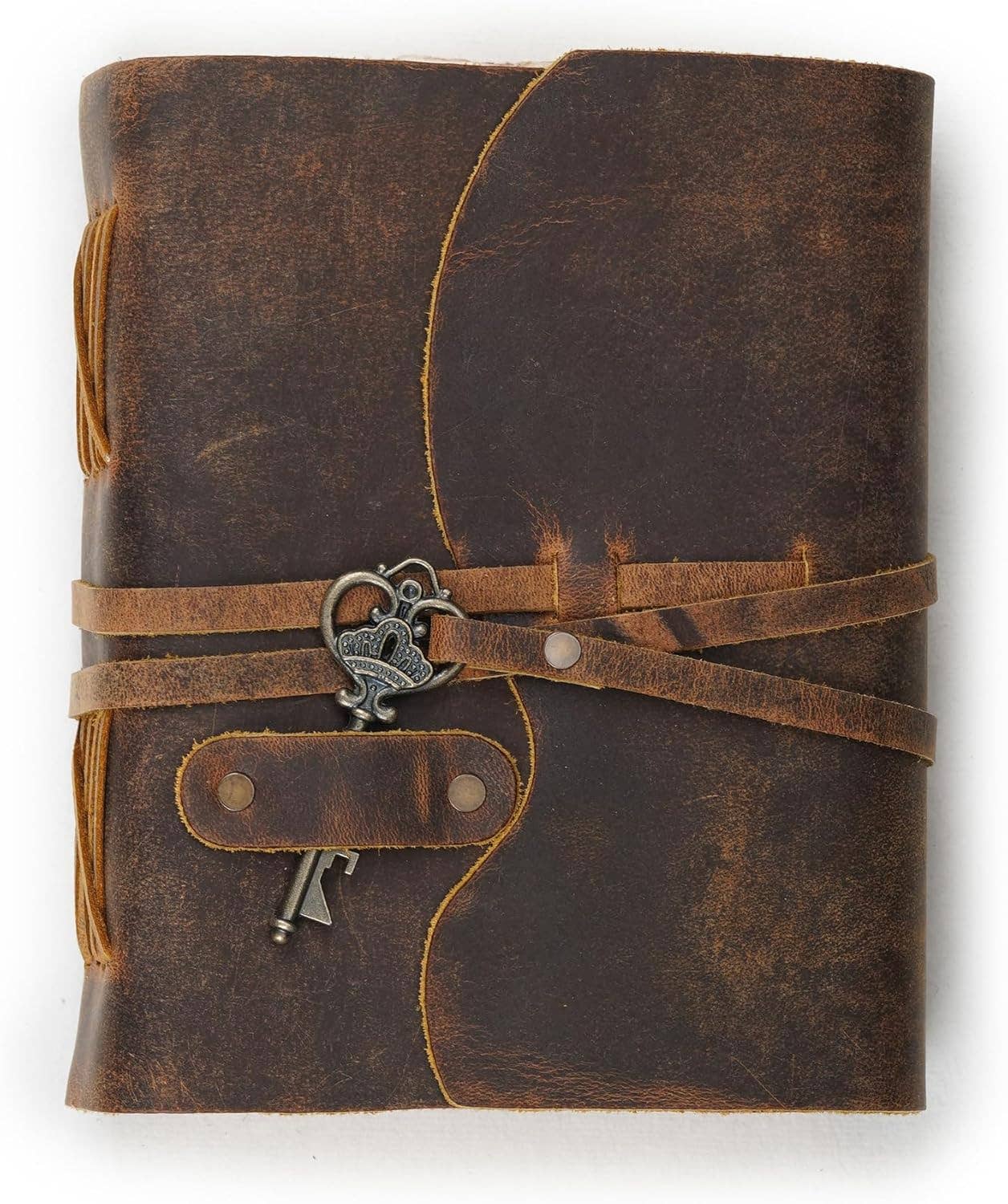 Tuzech Handmade Vintage Genuine  Leather Belt and Key Diary