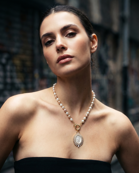 Virgin Mary Freshwater Pearl Necklace — Catholic Jewelry