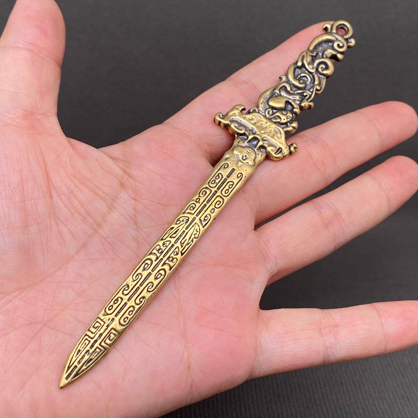 Brass Sword with Scabbard Crafts Decoration Desktop Ornaments