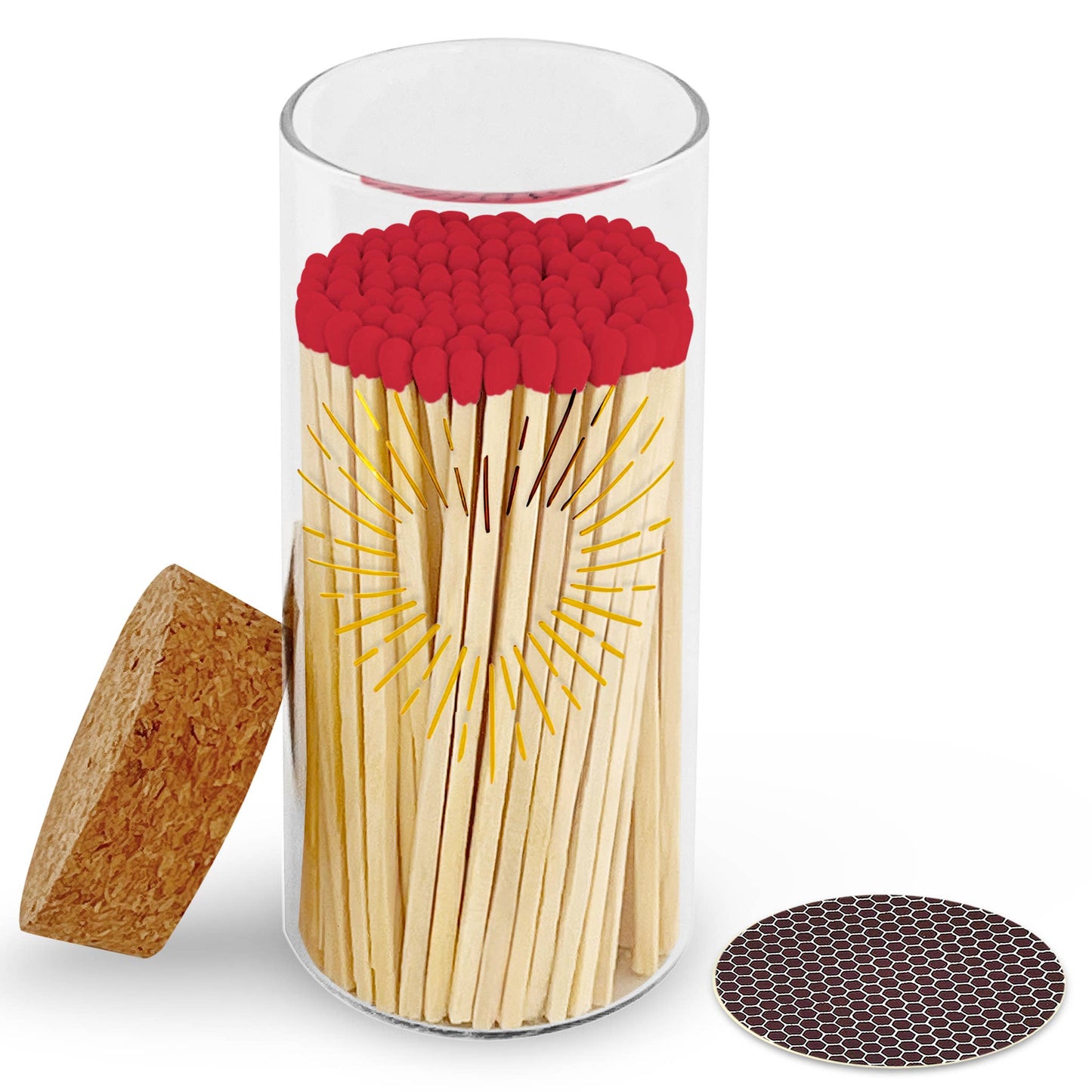 Gold Print with 4" Matches & Lg Cork Top Jar